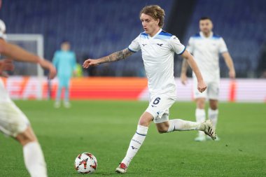 Roma, İtalya 23.01.2025: Uefa Avrupa Ligi 2024-2025, 7. gün, Uefa Avrupa Ligi sırasında Nikolo Rovella, SS Lazio ile Real Sociedad de Futbol arasında Roma Olimpiyat Stadyumu 'nda oynanan futbol karşılaşması..