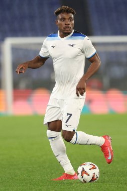 Roma, İtalya 23.01.2025: Lazio 'lu Fisayo Dele-Bashiru Uefa Avrupa Ligi 2024-2025, 7. gün, SS Lazio ile Real Sociedad de Futbol arasında Roma Olimpiyat Stadyumu' nda oynanan futbol karşılaşmasında görülüyor..