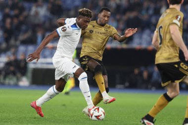 Roma, İtalya 23.01.2025: Lazio 'dan Fisayo Dele-Bashiru, Uefa Avrupa Ligi 2024-2025 gününde Real Sociedad Becker, Roma' daki Olimpiyat Stadyumu 'nda SS Lazio ile Real Sociedad de Futbol arasında oynanan futbol karşılaşması..
