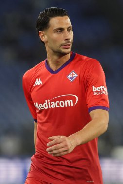 Roma, İtalya 26.01.2025: Fiorentina 'dan Rolando Mandragora İtalyan futbol şampiyonası Serie A Enilive 2024-2025 SS Lazio' ya karşı Fiorentina Calcio Roma 'daki Stadio Olimpico' da görülüyor.