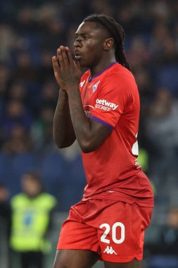 Roma, İtalya 26.01.2025: Fiorentina 'lı Moise Kean İtalyan futbol şampiyonası Serie A Enilive 2024-2025 SS Lazio' nun Fiorentina Calcio 'ya karşı Roma' daki Stadio Olimpico.