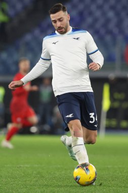 Roma, İtalya 26.01.2025: Lazio 'lu Mario Gila İtalya Futbol Şampiyonası Serie A Enilive 2024-2025 SS Lazio Fiorentina Calcio' ya karşı Roma 'daki Stadio Olimpico' da görüldü.