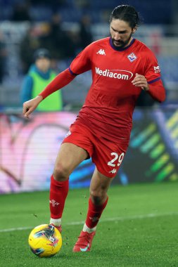 Roma, İtalya 26.01.2025: Fiorentina 'lı Yacine Adli İtalyan futbol şampiyonası Serie A Enilive 2024-2025 SS Lazio' nun Fiorentina Calcio 'ya karşı Roma' daki Stadio Olimpico.