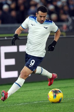 Roma, İtalya 26.01.2025: İtalyan Lazio 'lu Pedro, İtalya futbol şampiyonası Serie A Enilive 2024-2025 SS Lazio, Fiorentina Calcio' ya karşı Roma 'daki Stadio Olimpico' da görüldü.