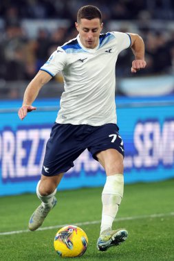 Roma, İtalya 26.01.2025: Lazio 'lu Adam Marusiç İtalyan futbol şampiyonası Serie A Enilive 2024-2025 SS Lazio Fiorentina Calcio' ya karşı Roma 'daki Stadio Olimpico' da görüldü.
