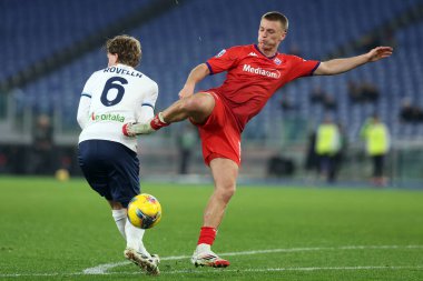 Rome, Italy 26.01.2025 : Nicolo Rovella of Lazio, Albert Gudmundsson of Fiorentina seen in action during Italian football match championship Serie A Enilive 2024-2025  SS Lazio vs Fiorentina Calcio at Stadio Olimpico in Rome. clipart