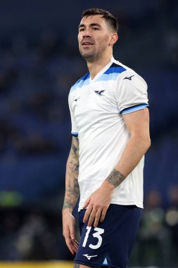Roma, İtalya 26.01.2025: Lazio 'lu Alessio Romagnoli İtalyan futbol şampiyonası Serie A Enilive 2024-2025 SS Lazio' nun Fiorentina Calcio 'ya karşı Roma' daki Stadio Olimpico maçında iş başında görüldü.