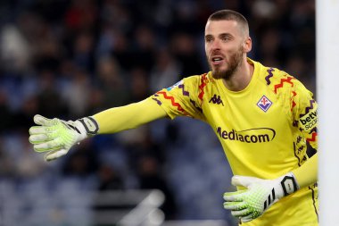 Roma, İtalya 26.01.2025: Fiorentina 'dan Dacid De Gea İtalyan futbol şampiyonası Serie A Enilive 2024-2025 SS Lazio' nun Fiorentina Calcio 'ya karşı Roma' daki Stadio Olimpico maçında iş başında görüldü.
