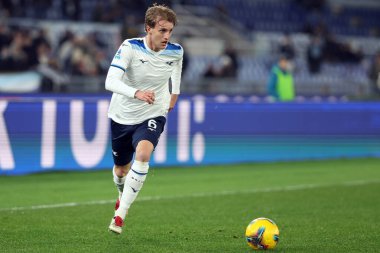 Roma, İtalya 26.01.2025: Lazio 'lu Nicolo Rovella İtalyan futbol şampiyonası Serie A Enilive 2024-2025 SS Lazio' nun Fiorentina Calcio 'ya karşı Roma' daki Stadio Olimpico.
