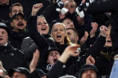 Roma, İtalya 30.01.2025: Eintracht Frankfurt taraftarları Uefa Avrupa Ligi 2024-2025 yıllarında kürsüde, AS Roman Eintracht Frankfurt 'a karşı Roma Olimpiyat Stadyumu' nda oynanan futbol karşılaşması.