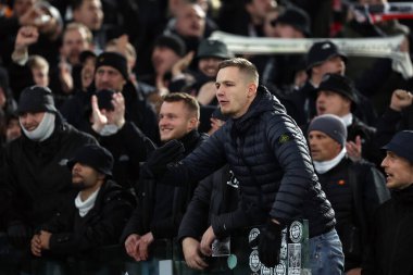 Roma, İtalya 30.01.2025: Eintracht Frankfurt taraftarları Uefa Avrupa Ligi 2024-2025 yıllarında kürsüde, AS Roman Eintracht Frankfurt 'a karşı Roma Olimpiyat Stadyumu' nda oynanan futbol karşılaşması.