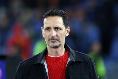 Roma, İtalya 30.01.2025: Uefa Avrupa Ligi 2024-2025 öncesinde teknik direktör Eintracht Frankfurt 'un Dino Toppmollerof teknik direktörü, AS Roman Eintracht Frankfurt' a karşı Roma Olimpiyat Stadyumu 'nda oynanan futbol karşılaşması.