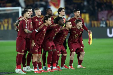Roma, İtalya 30.01.2025: Uefa Avrupa Ligi 2024-2025 öncesi Roman takımı, Roma 'daki Olimpiyat Stadyumu' nda AS Roman Eintracht Frankfurt 'a karşı oynanan futbol karşılaşması.