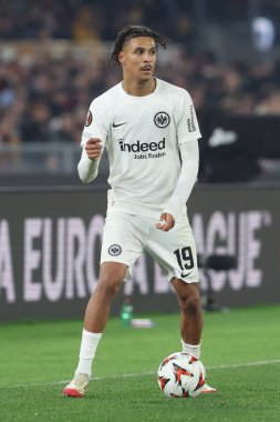 Roma, İtalya 30.01.2025: Uefa Avrupa Ligi 2024-2025 sezonunda Eintracht Frankfurt 'tan Jean-Matteo Bahoya, AS Roman Eintracht Frankfurt' a karşı Roma Olimpiyat Stadyumu 'nda oynanan futbol karşılaşması.