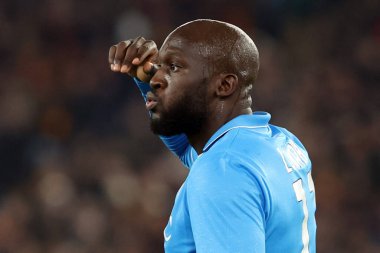 Roma, İtalya 02.02.2025: Napoli 'li Romelu Lukaku İtalya Futbol Şampiyonası sırasında Serie A Enilive 2024-2025 AS Romanlar SSC Napoli' ye karşı Roma 'daki Stadio Olimpico' da 2 Şubat 2025.