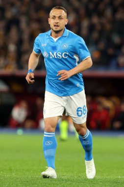 Roma, İtalya 02.02.2025: İtalyan futbol şampiyonluğu sırasında Stanislav Lobotka Serie A Enilive 2024-2025 Roma-SSC Napoli karşılaşması 2 Şubat 2025 'te Roma' da Stadio Olimpico 'da.