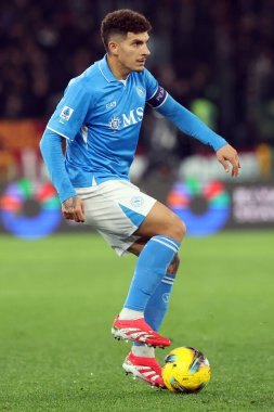 Roma, İtalya 02.02.2025: Napoli 'li Giovanni Di Lorenzo İtalya Futbol Şampiyonası sırasında Serie A Enilive 2024-2025 AS Roma-SSC Napoli maçında 2 Şubat 2025' te Roma 'da Stadio Olimpico' da.