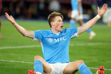 Roma, İtalya 02.02.2025: Napoli 'li Scott Mctominay İtalya Futbol Şampiyonası sırasında Serie A Enilive 2024-2025 AS Roma-SSC Napoli maçında 2 Şubat 2025' te Roma 'da Stadio Olimpico' da.