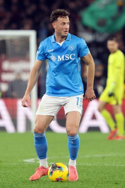 Roma, İtalya 02.02.2025: İtalyan futbol şampiyonası sırasında Napoli 'den Amir Rrahmani Serie A Enilive 2024-2025 Roma-SSC Napoli maçında 2 Şubat 2025' te Roma 'da Stadio Olimpico' da.