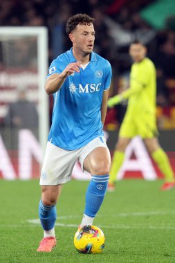 Roma, İtalya 02.02.2025: İtalyan futbol şampiyonası sırasında Napoli 'den Amir Rrahmani Serie A Enilive 2024-2025 Roma-SSC Napoli maçında 2 Şubat 2025' te Roma 'da Stadio Olimpico' da.