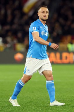 Roma, İtalya 02.02.2025: İtalyan futbol şampiyonluğu sırasında Stanislav Lobotka Serie A Enilive 2024-2025 Roma-SSC Napoli karşılaşması 2 Şubat 2025 'te Roma' da Stadio Olimpico 'da.