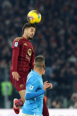 Roma, İtalya 02.02.2025: İtalya Futbol Şampiyonası sırasında Roma 'dan Devyne Rensch Serie A Enilive 2024-2025 Roma-SSC Napoli karşılaşması 2 Şubat 2025' te Roma 'da Stadio Olimpico' da.