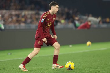 Roma, İtalya 02.02.2025: İtalya futbol şampiyonası sırasında Roma 'nın Matias Soule' u Serie A Enilive 2024-2025 maçında AS Romanlar SSC Napoli 'ye karşı Roma' daki Stadio Olimpico 'da 2 Şubat 2025.