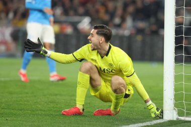 Roma, İtalya 02.02.2025: İtalyan futbol şampiyonası sırasında Napoli 'li Alex Meret Serie A Enilive 2024-2025 Roma-SSC Napoli karşılaşması 2 Şubat 2025' te Roma 'da Stadio Olimpico' da.