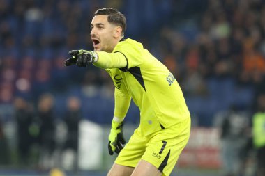 Roma, İtalya 02.02.2025: İtalyan futbol şampiyonası sırasında Napoli 'li Alex Meret Serie A Enilive 2024-2025 Roma-SSC Napoli karşılaşması 2 Şubat 2025' te Roma 'da Stadio Olimpico' da.