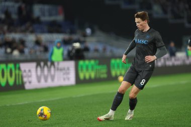 Roma, İtalya 15.02.2025: İtalya Futbol Şampiyonası sırasında Serie A Enilive 2024-2025 maçında SS Lazio ile SSC Napoli Roma Olimpiyat Stadyumu 'nda karşılaşacak..