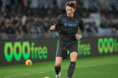 Roma, İtalya 15.02.2025: İtalya Futbol Şampiyonası sırasında Serie A Enilive 2024-2025 maçında SS Lazio ile SSC Napoli Roma Olimpiyat Stadyumu 'nda karşılaşacak..