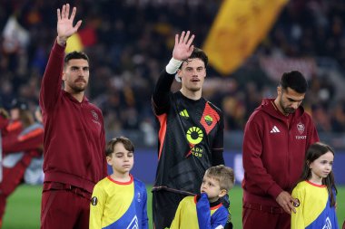Roma, İtalya 20.02.2025: Romanlardan Lorenzo Pellegrini, Uefa Avrupa Ligi 2024-2025 futbol karşılaşması, play-off, AS Romanları Roma 'daki Olimpiyat stadyumunda FC Porto' ya karşı.