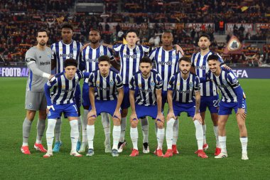 Roma, İtalya 20.02.2025: Uefa Avrupa Ligi 2024-2025 futbol maçı, play-off, AS Roma FC Porto 'ya karşı Roma Olimpiyat Stadyumu' nda Porto takımı.