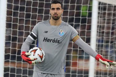 Roma, İtalya 20.02.2025: Porto 'lu Diogo Costa, Uefa Avrupa Ligi 2024-2025 futbol karşılaşması, play-off, AS Roma FC Porto' ya karşı Roma Olimpiyat Stadyumu 'nda görev yaptı..