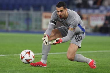 Roma, İtalya 20.02.2025: Porto 'lu Diogo Costa, Uefa Avrupa Ligi 2024-2025 futbol karşılaşması, play-off, AS Roma FC Porto' ya karşı Roma Olimpiyat Stadyumu 'nda görev yaptı..