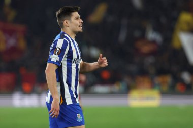 Roma, İtalya 20.02.2025: Uefa Avrupa Ligi 2024-2025 futbol maçı, play-off, AS Roma FC Porto 'ya karşı Roma Olimpiyat Stadyumu.