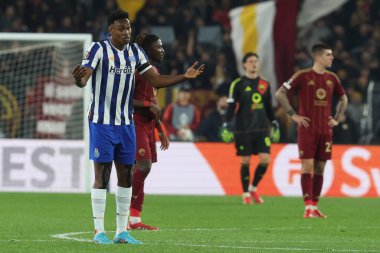Roma, İtalya 20.02.2025: Porto 'lu Samu Aghehowa 0-1 gol attı ve Uefa Avrupa Ligi 2024-2025 futbol karşılaşması, play-off, Roma' daki Olimpiyat stadyumunda AS Roma FC Porto 'ya karşı.