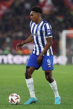 Roma, İtalya 20.02.2025: Porto 'lu Samu Aghehowa Uefa Avrupa Ligi 2024-2025 futbol karşılaşması, play-off, AS Roma FC Porto' ya karşı Roma Olimpiyat Stadyumu 'ndaki Olimpiyat Stadyumu.