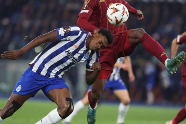 Roma, İtalya 20.02.2025: Porto 'lu Samu Aghehowa Uefa Avrupa Ligi 2024-2025 futbol karşılaşması, play-off, AS Roma FC Porto' ya karşı Roma Olimpiyat Stadyumu 'ndaki Olimpiyat Stadyumu.