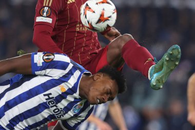 Roma, İtalya 20.02.2025: Porto 'lu Samu Aghehowa Uefa Avrupa Ligi 2024-2025 futbol karşılaşması, play-off, AS Roma FC Porto' ya karşı Roma Olimpiyat Stadyumu 'ndaki Olimpiyat Stadyumu.