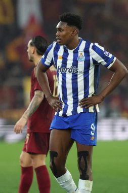 Roma, İtalya 20.02.2025: Porto 'lu Samu Aghehowa Uefa Avrupa Ligi 2024-2025 futbol karşılaşması, play-off, AS Roma FC Porto' ya karşı Roma Olimpiyat Stadyumu 'ndaki Olimpiyat Stadyumu.