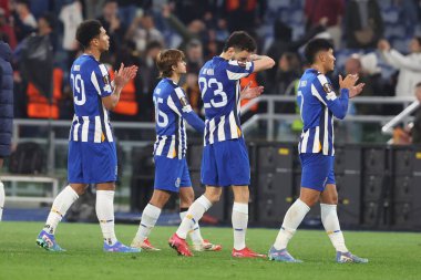 Roma, İtalya 20.02.2025: Uefa Avrupa Ligi 2024-2025 futbol maçı, play-off, AS Roma FC Porto 'ya karşı Roma Olimpiyat Stadyumu' nda oynanan karşılaşmada Porto oyuncularını hayal kırıklığına uğrattı.