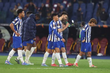 Roma, İtalya 20.02.2025: Uefa Avrupa Ligi 2024-2025 futbol maçı, play-off, AS Roma FC Porto 'ya karşı Roma Olimpiyat Stadyumu' nda oynanan karşılaşmada Porto oyuncularını hayal kırıklığına uğrattı.