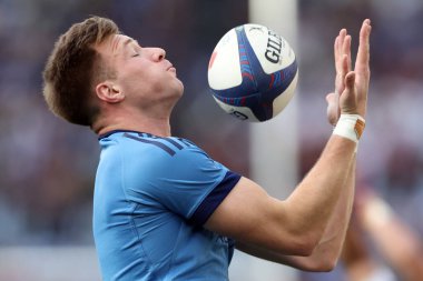 Roma, İtalya - 23.02.2025: İtalya ile Fransa arasında Olimpiyat Stadyumu 'nda oynanan Guinness Altı Milletler 2025 maçı sırasında.