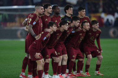 Roma, İtalya 24.02.2025: İtalyan futbol şampiyonasından önce Roma takımı Serie A Enilive 2024-2025, Roma 'daki Stadio Olimpico' da AS Roma-AC Monza karşılaşması.