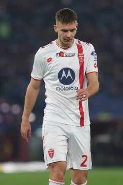 Roma, İtalya 24.02.2025: İtalya Futbol Şampiyonası sırasında Monza 'dan Arvid Brorsson Serie A Enilive 2024-2025 Roma - Roma Olimpico Stadyumu' nda AS Roma - AC Monza karşılaşması.