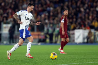 Roma, İtalya 2.03.2025: İtalya Futbol Şampiyonası sırasında Como 'dan Lucas Cunha Serie A Enilive 2024-2025 maçında AS Roma-Como 1907 Roma Olimpico Stadyumu' nda karşılaşacak