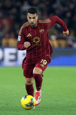 Rome, Italy 2.03.2025 : Zeki Celik of Roma during Italian football championship Serie A Enilive 2024-2025  match AS Roma vs Como 1907 at Stadio Olimpico in Rome clipart