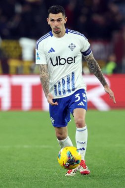 Roma, İtalya 2.03.2025: İtalya Futbol Şampiyonası sırasında Como 'dan Lucas Cunha Serie A Enilive 2024-2025 maçında AS Roma-Como 1907 Roma Olimpico Stadyumu' nda karşılaşacak