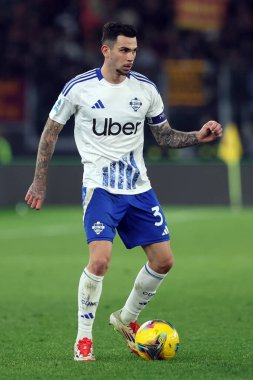 Roma, İtalya 2.03.2025: İtalya Futbol Şampiyonası sırasında Como 'dan Lucas Cunha Serie A Enilive 2024-2025 maçında AS Roma-Como 1907 Roma Olimpico Stadyumu' nda karşılaşacak